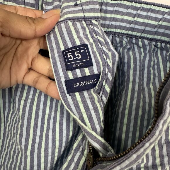 Chubbies Mens 5.5” Inseam Originals Sz XL Blue Green Striped Seersucker Shorts - Picture 8 of 9